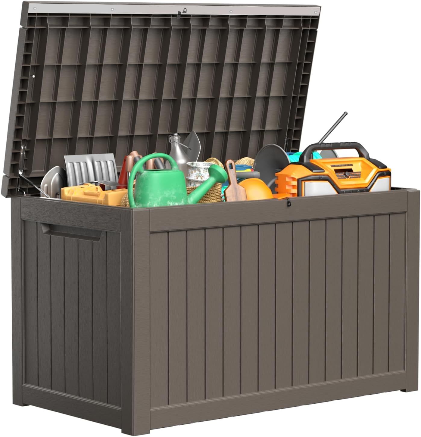 280 Gallon Resin Deck Box, Lockable Patio Outdoor Storage Box for Furniture, Garden Tools and Tools Storage