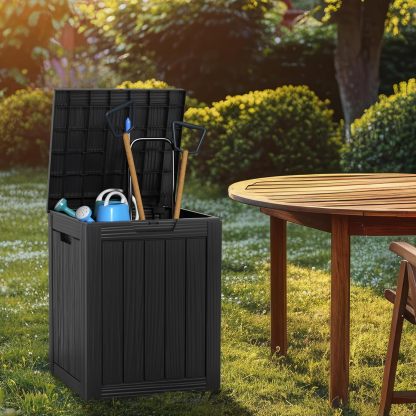 28 Gallon Resin Deck Box, Lockable Patio Outdoor Storage Box for Furniture, Garden Tools and Tools Storage
