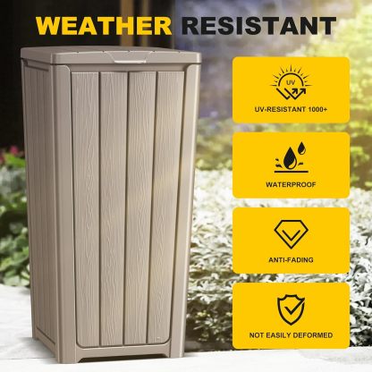 32 Gallon Outdoor Kitchen Trash Can with Lid, Weather-Resistant Construction Resin Garbage Can, Lightweight