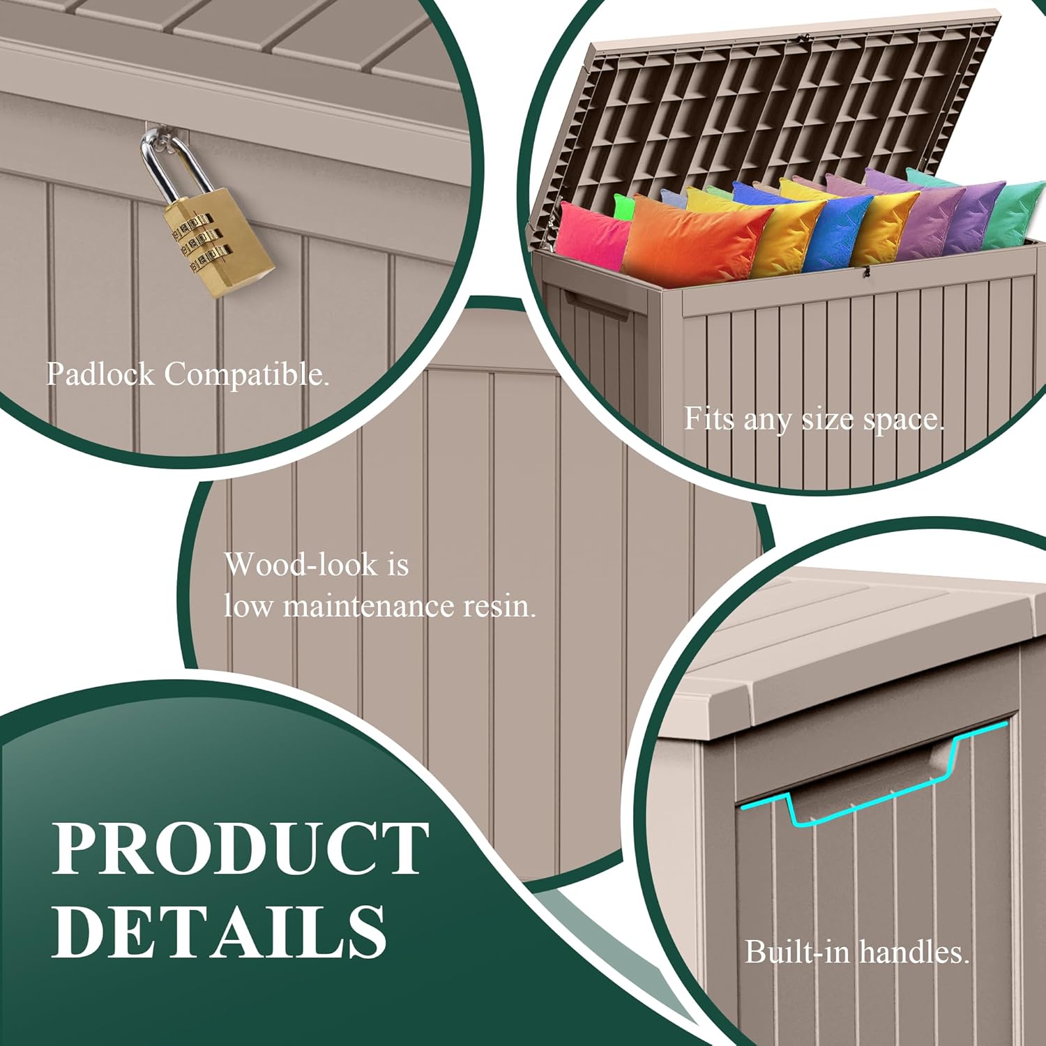 230 Gallon Resin Deck Box Outdoor Storage Box with Lockable Lid, Waterproof for Patio Cushions