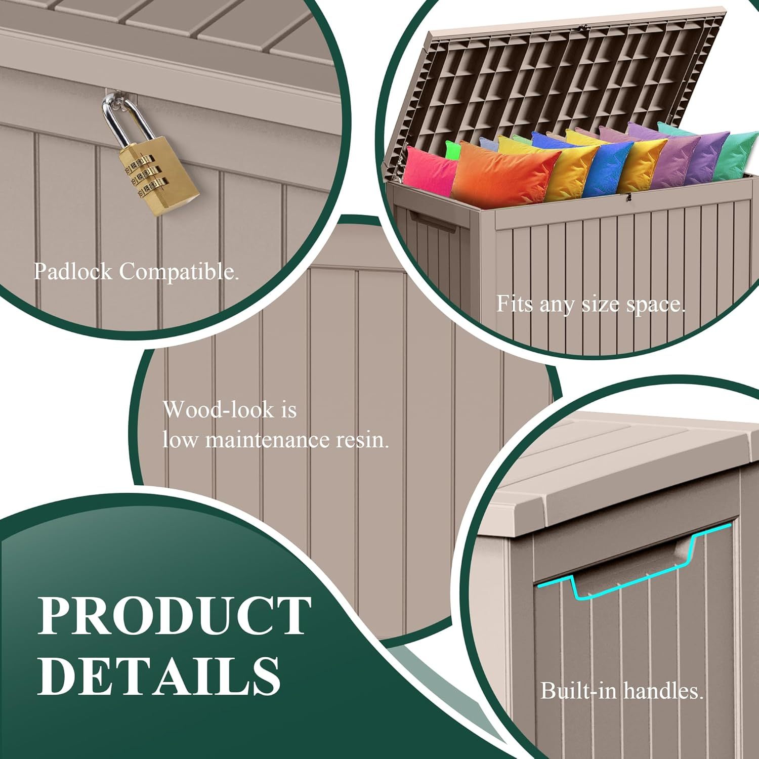 230 Gallon Resin Deck Box Outdoor Storage Box with Lockable Lid, Waterproof for Patio Cushions