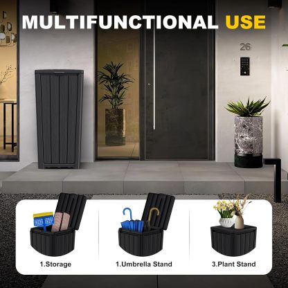 32 Gallon Outdoor Kitchen Trash Can with Lid, Weather-Resistant Construction Resin Garbage Can, Lightweight, Easy to Assemble and Move