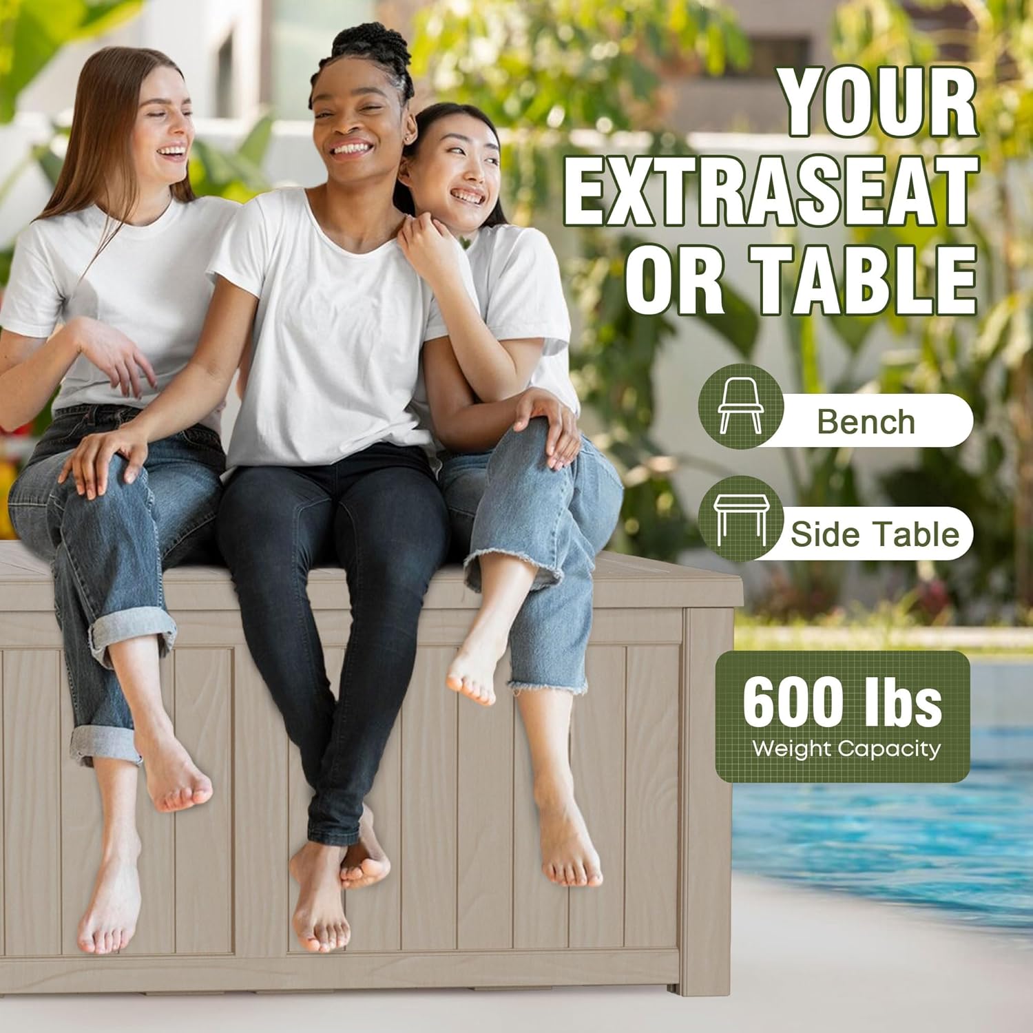 120 Gallon Resin Deck Box Outdoor Storage Box with Lockable Lid, Waterproof for Patio Cushions, Gardening Tools & Exercise Equipment