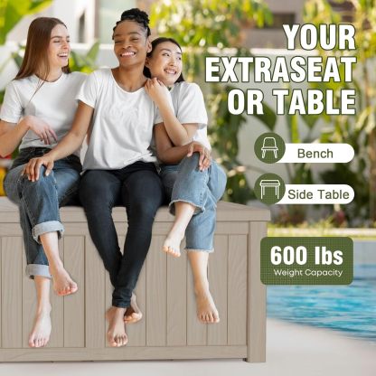 120 Gallon Resin Deck Box Outdoor Storage Box with Lockable Lid, Waterproof for Patio Cushions, Gardening Tools & Exercise Equipment