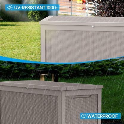 260 Gallon Resin Deck Box Outdoor Storage Box with Lockable Lid, Waterproof for Patio Cushions