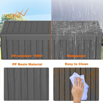 150 Gallon Resin Deck Box Outdoor Storage Box with Lockable Lid, Waterproof for Patio Cushions