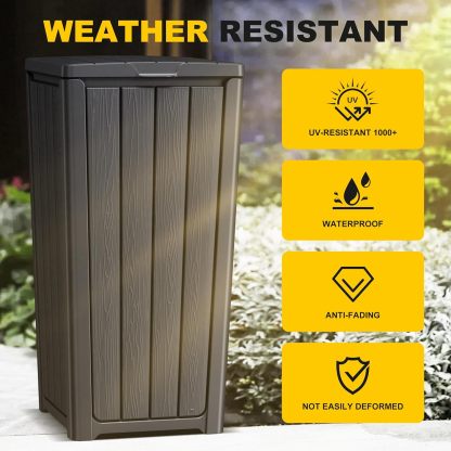 32 Gallon Outdoor Kitchen Trash Can with Lid, Weather-Resistant Construction Resin Garbage Can, Lightweight, Easy to Assemble and Move