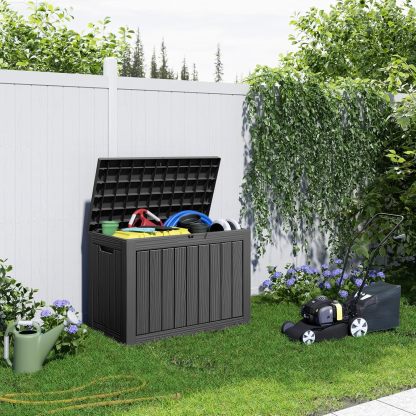45 Gallon Resin Deck Box, Lockable Patio Outdoor Storage Box for Furniture, Garden Tools and Tools Storage