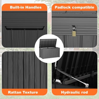 150 Gallon Resin Deck Box Outdoor Storage Box with Lockable Lid, Waterproof for Patio Cushions