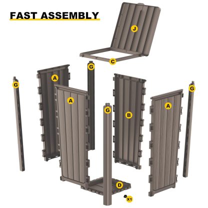 32 Gallon Outdoor Kitchen Trash Can with Lid, Weather-Resistant Construction Resin Garbage Can, Lightweight