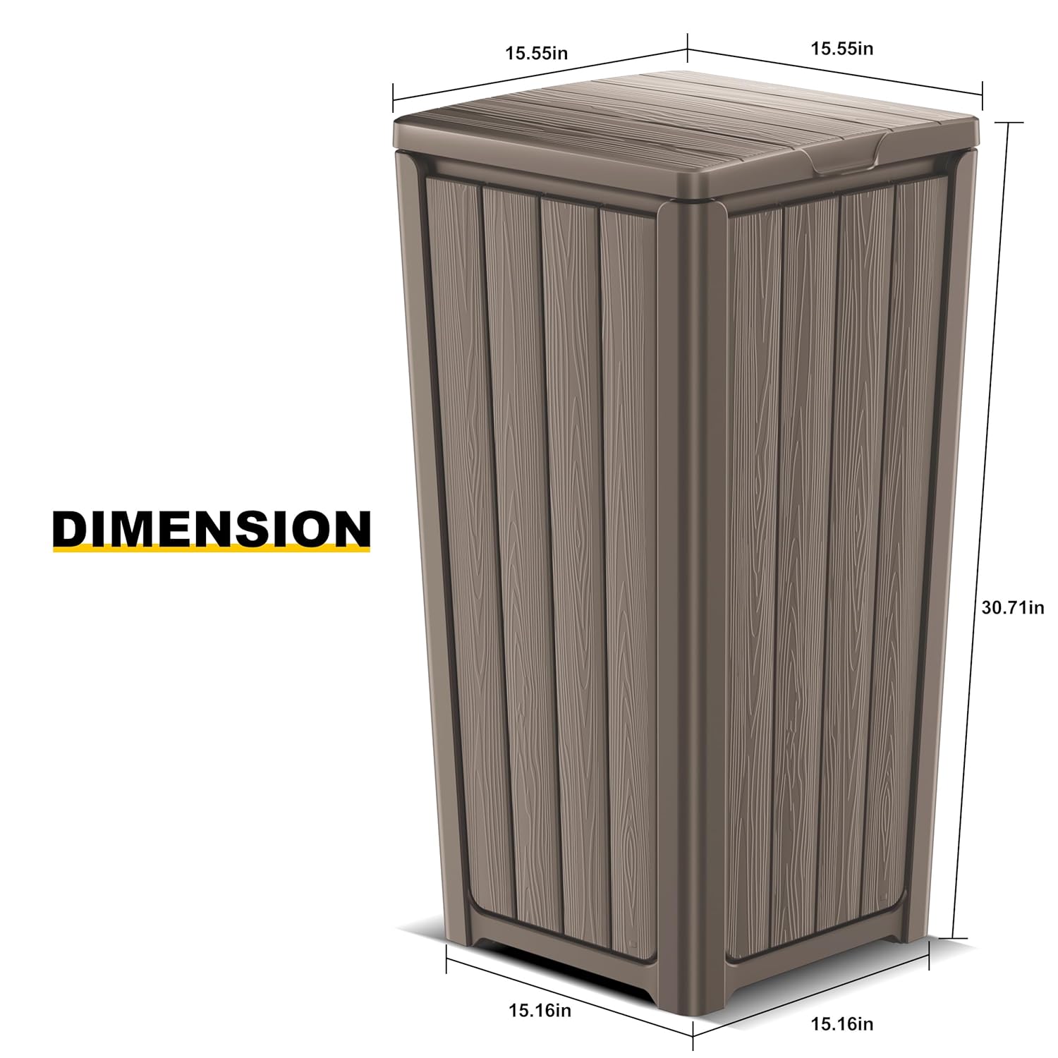 32 Gallon Outdoor Kitchen Trash Can with Lid, Weather-Resistant Construction Resin Garbage Can, Lightweight