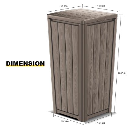 32 Gallon Outdoor Kitchen Trash Can with Lid, Weather-Resistant Construction Resin Garbage Can, Lightweight