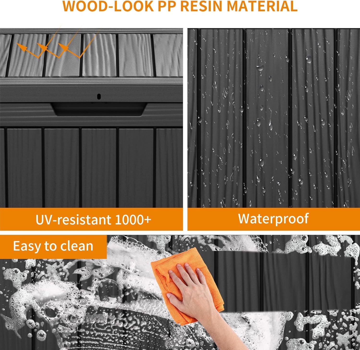 45 Gallon Resin Deck Box, Lockable Patio Outdoor Storage Box for Furniture, Garden Tools and Tools Storage