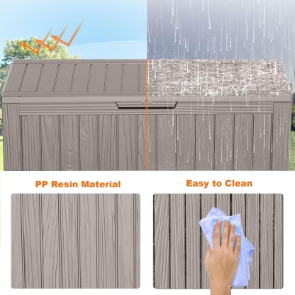 75 Gallon Resin Deck Box, Lockable Patio Outdoor Storage Box for Furniture, Garden Tools and Tools Storage, Waterproof Outside Storage Boxes