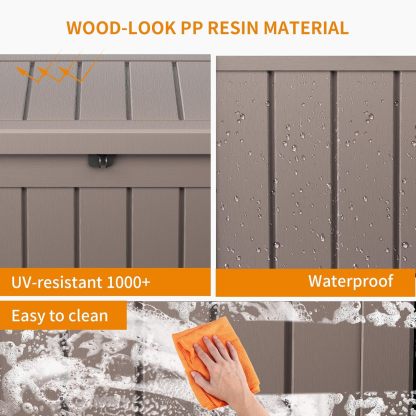 40 Gallon Resin Deck Box, Lockable Patio Outdoor Storage Box for Furniture, Garden Tools and Tools Storage, Waterproof Outside Storage Boxes