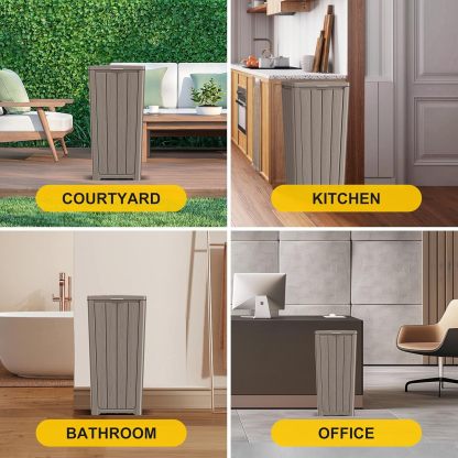 32 Gallon Outdoor Kitchen Trash Can with Lid, Weather-Resistant Construction Resin Garbage Can, Lightweight