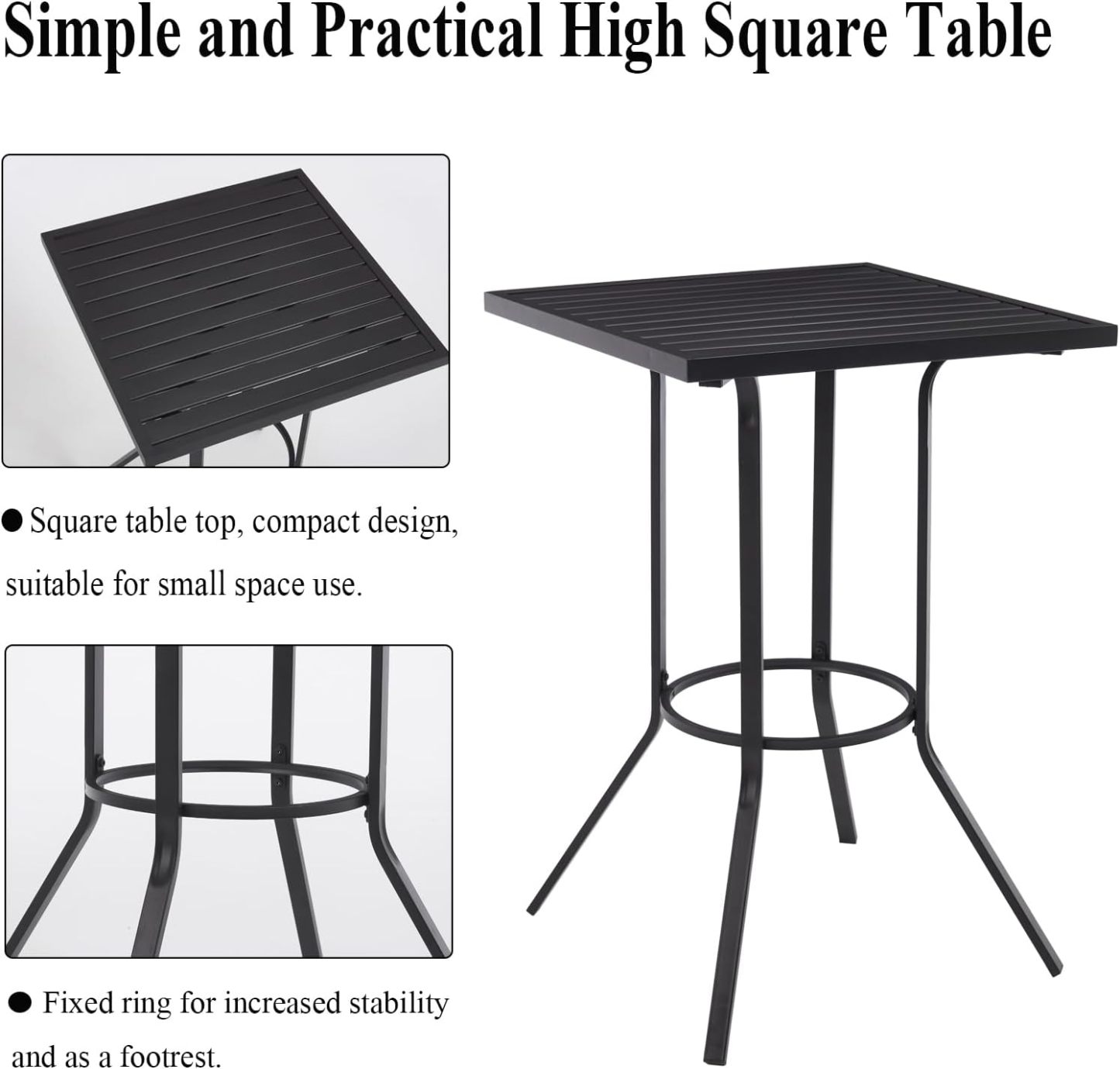 Outdoor High Stool Bistro Set with 2 Bar Chairs, 3 Piece Patio Bar Table Sets, Wicker Outdoor Bar Set