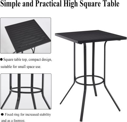 Outdoor High Stool Bistro Set with 2 Bar Chairs, 3 Piece Patio Bar Table Sets, Wicker Outdoor Bar Set