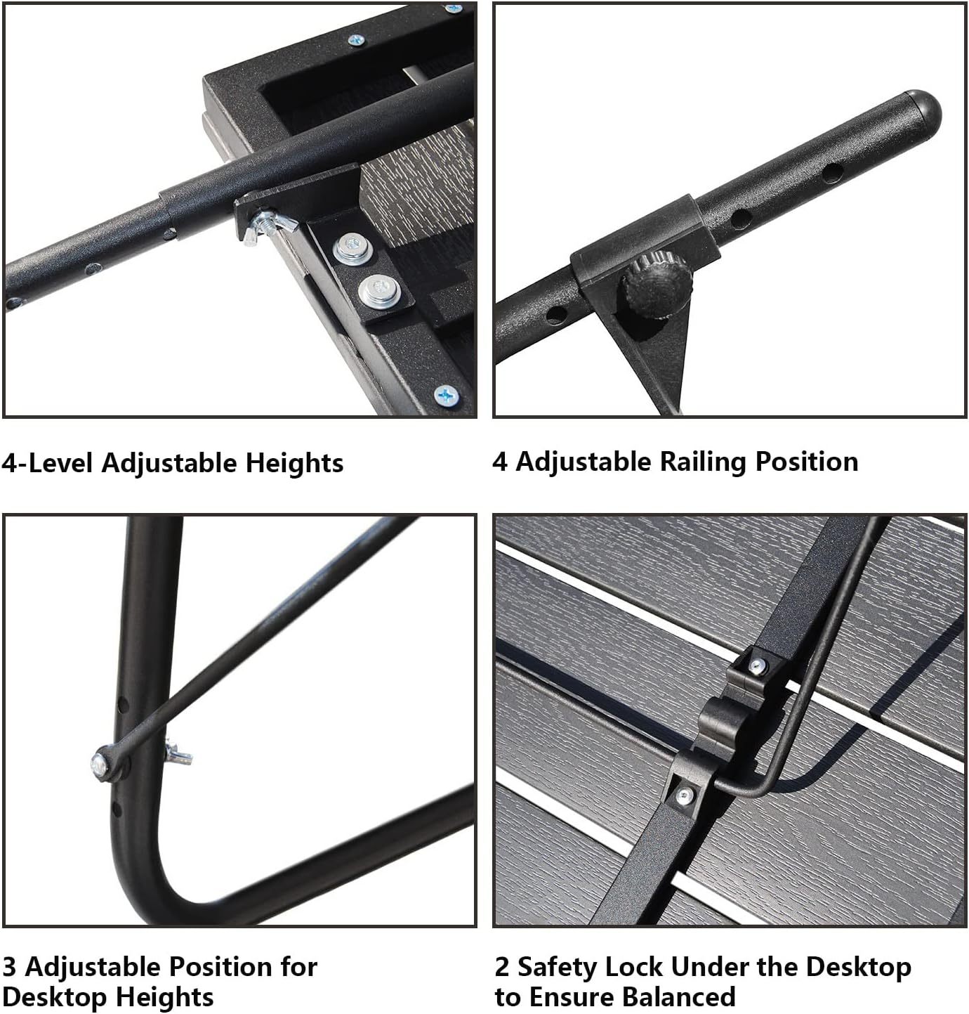 Deck Railing Table Outdoor Balcony Bar Tables for Railings Aluminum Folding Adjustable