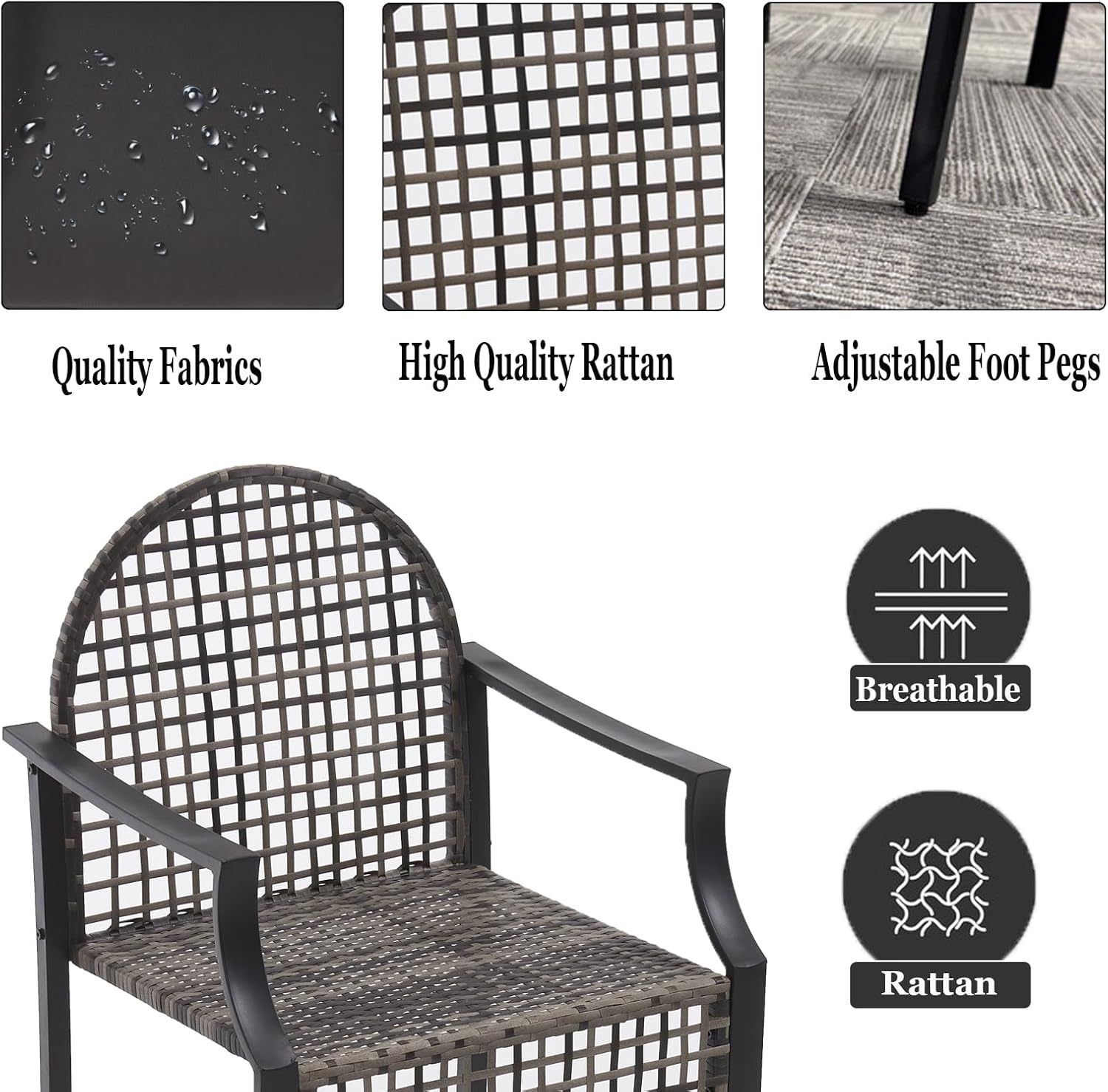 Outdoor High Stool Bistro Set with 2 Bar Chairs, 3 Piece Patio Bar Table Sets, Wicker Outdoor Bar Set