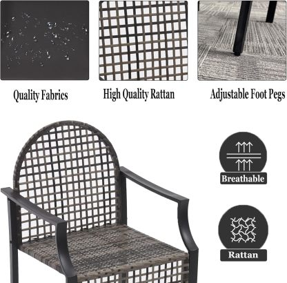 Outdoor High Stool Bistro Set with 2 Bar Chairs, 3 Piece Patio Bar Table Sets, Wicker Outdoor Bar Set