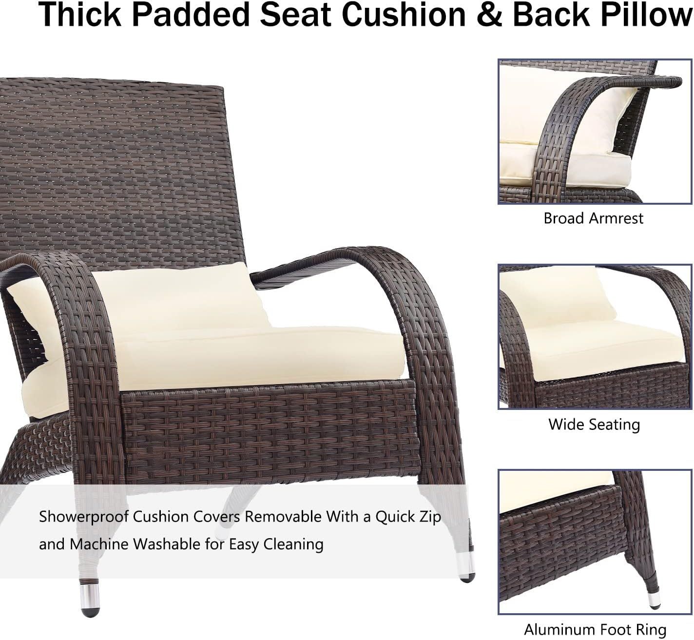 Outdoor Patio Wicker Adirondack Chair Outside Fire Pit Chairs Oversized Comfy Coconino Rattan Armchair Low Deep Seating High Back