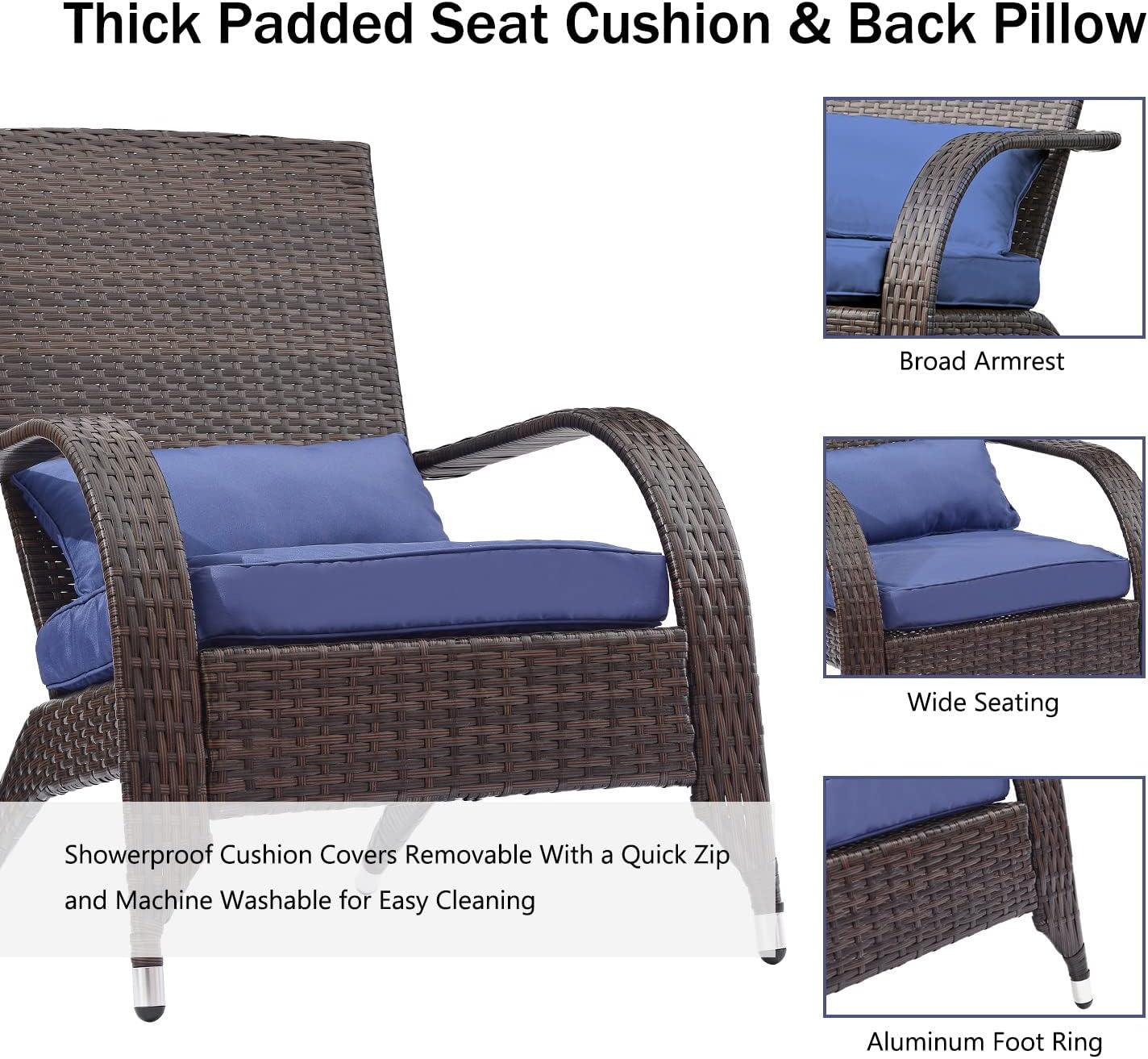 Outdoor Patio Wicker Adirondack Chair Outside Fire Pit Chairs Oversized Comfy Coconino Rattan Armchair