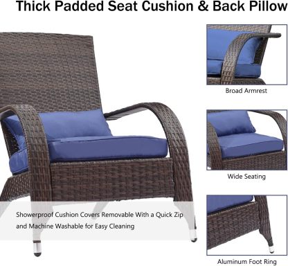 Outdoor Patio Wicker Adirondack Chair Outside Fire Pit Chairs Oversized Comfy Coconino Rattan Armchair