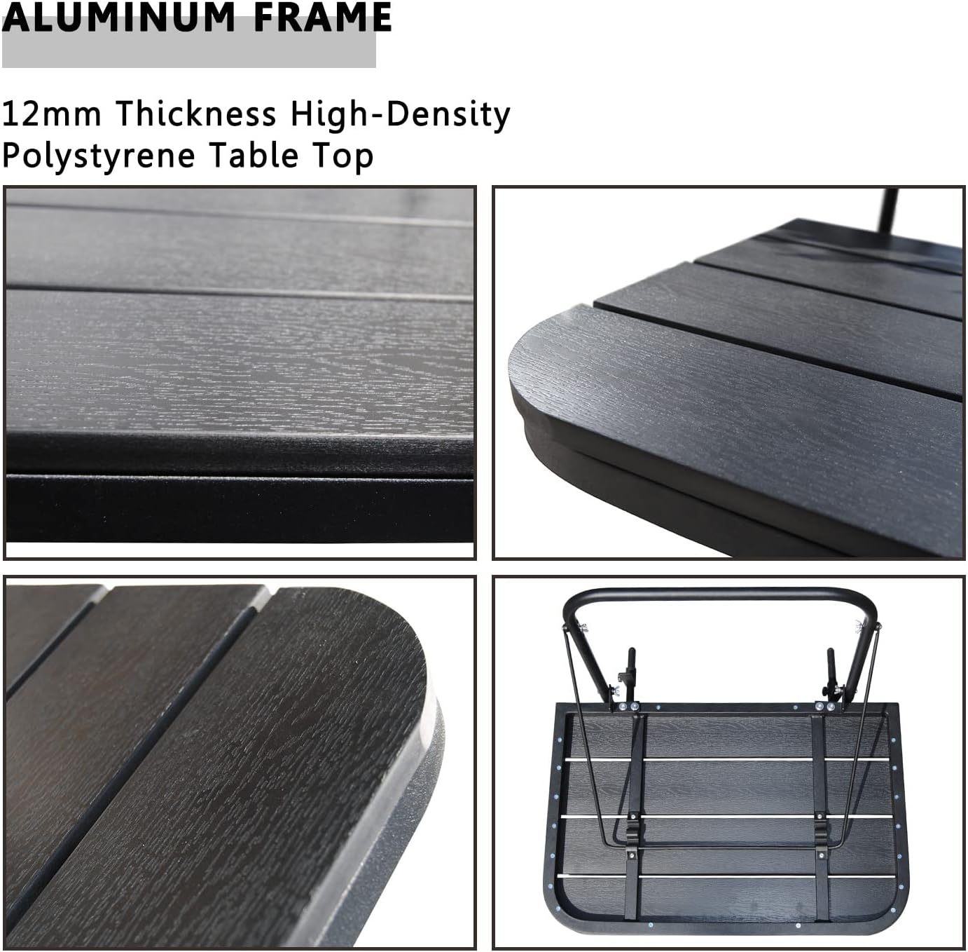 Deck Railing Table Outdoor Balcony Bar Tables for Railings Aluminum Folding Adjustable