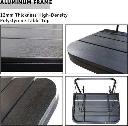 Deck Railing Table Outdoor Balcony Bar Tables for Railings Aluminum Folding Adjustable