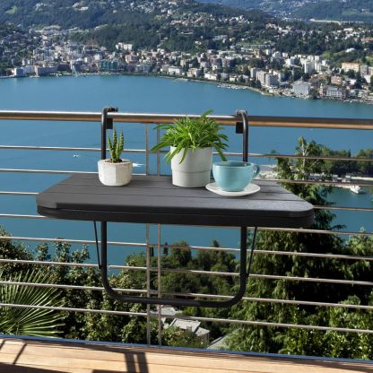 Deck Railing Table Outdoor Balcony Bar Tables for Railings Aluminum Folding Adjustable