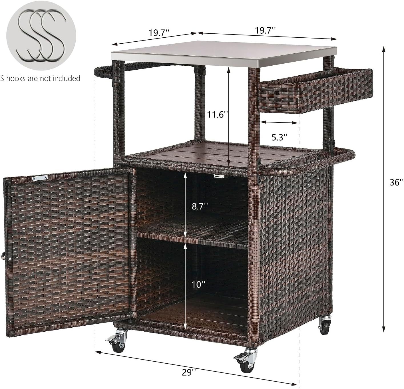 Grill Cart Outdoor with Wheels Outdoor Prep Table Grill Station with Storage Outdoor Kitchen Island Serving Cart with Stainless Steel Table Top
