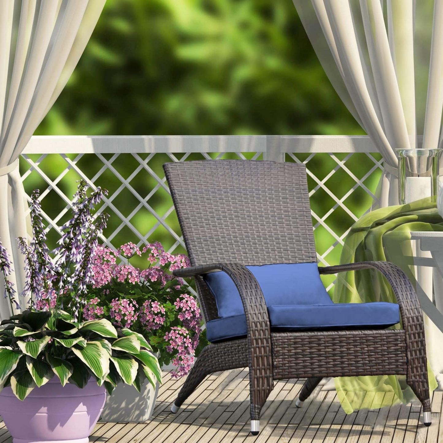 Outdoor Patio Wicker Adirondack Chair Outside Fire Pit Chairs Oversized Comfy Coconino Rattan Armchair