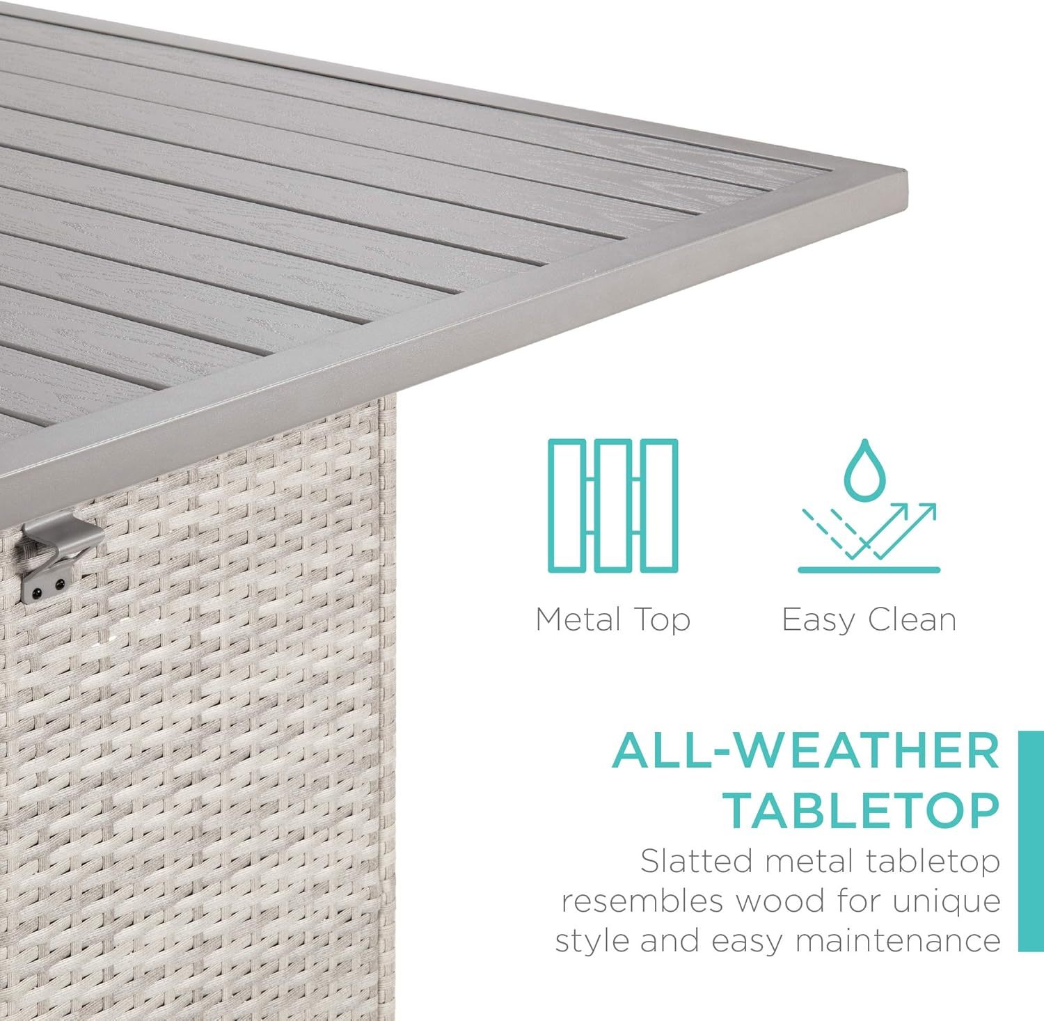 5-Piece Outdoor Wicker Bar Table Set for Patio, Poolside, Backyard w/Built-in Bottle Opener, Hidden Storage Shelf