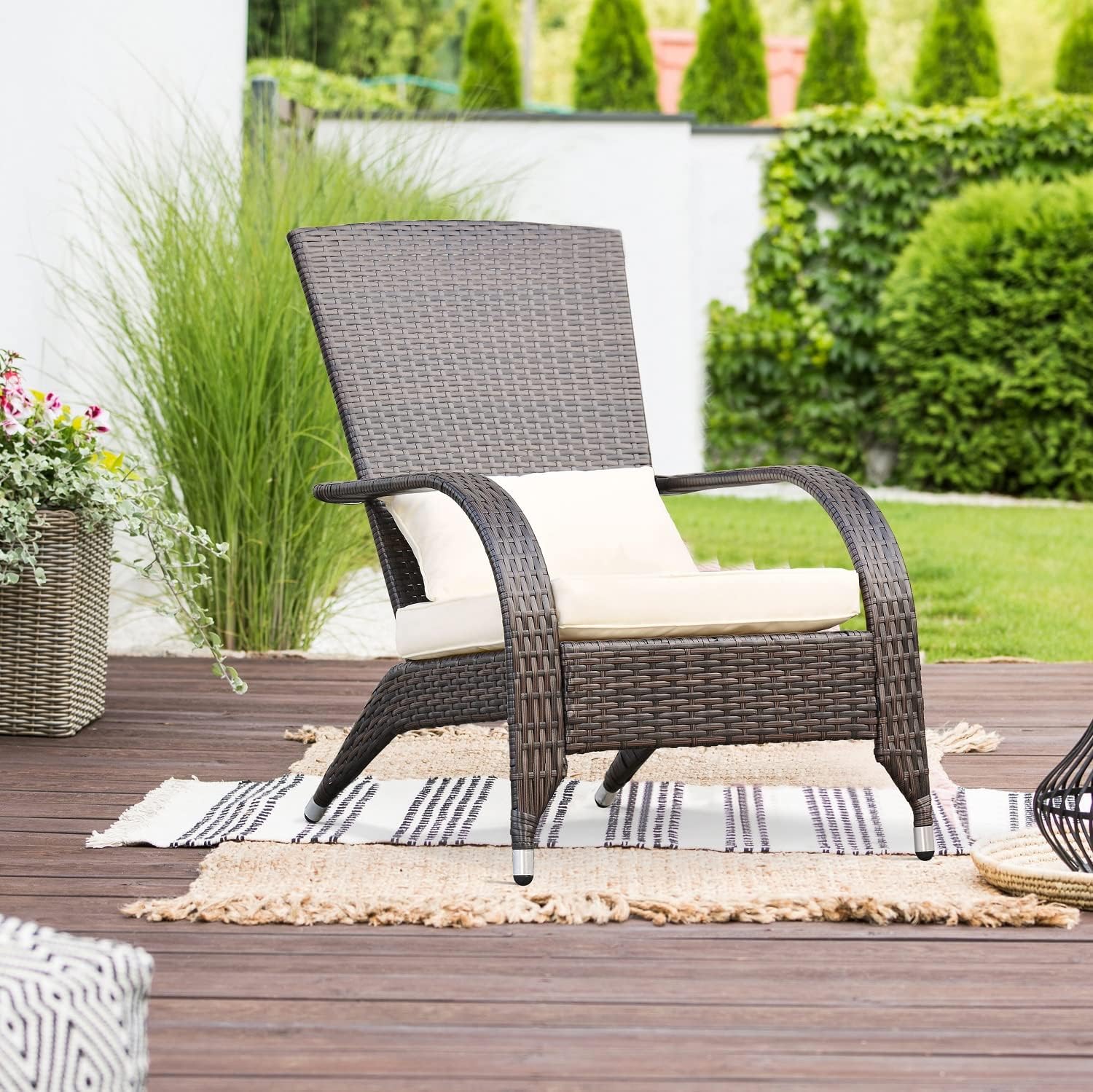 Outdoor Patio Wicker Adirondack Chair Outside Fire Pit Chairs Oversized Comfy Coconino Rattan Armchair Low Deep Seating High Back