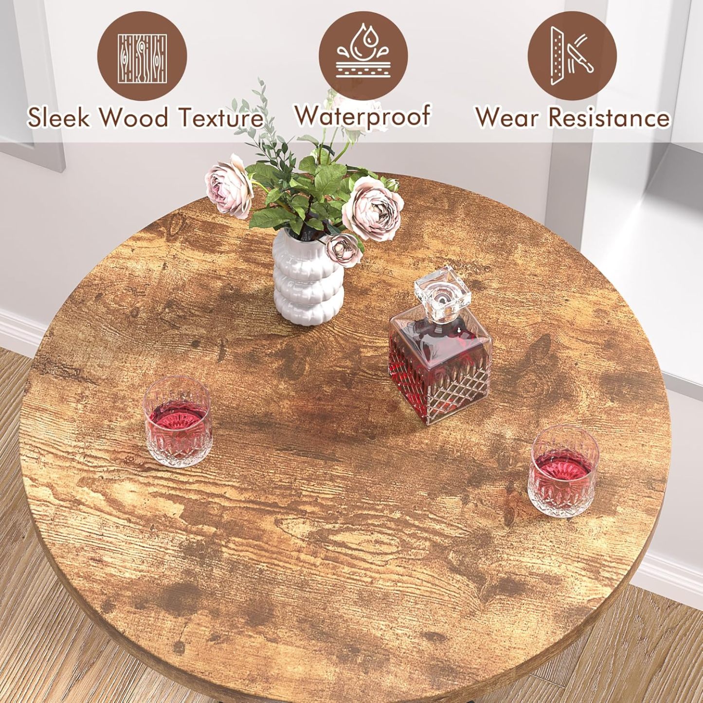 3 Piece Bar Table and Chairs Set, Counter Height Bistro Sets with 2 Barstools