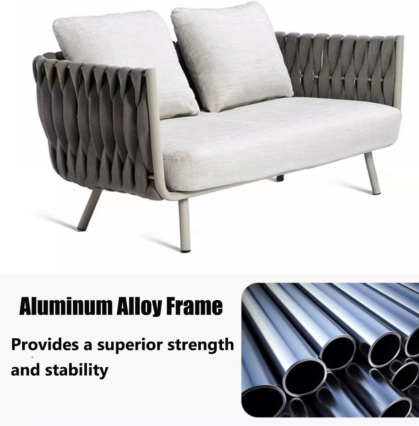 3 Pieces Patio Sofa With Cushions & Lumbar Pillows