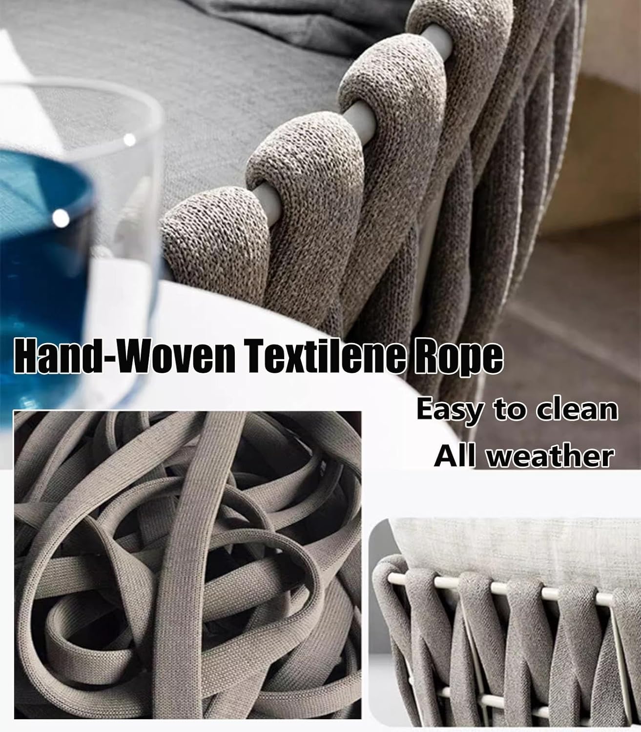 3 Pieces Patio Sofa With Cushions & Lumbar Pillows