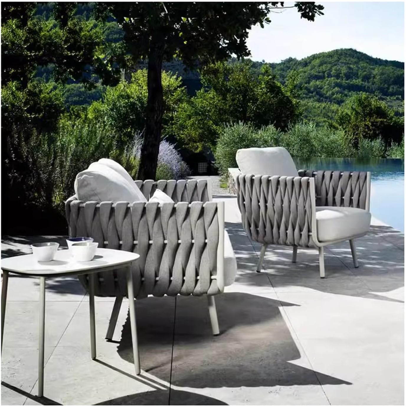 3 Pieces Patio Sofa With Cushions & Lumbar Pillows