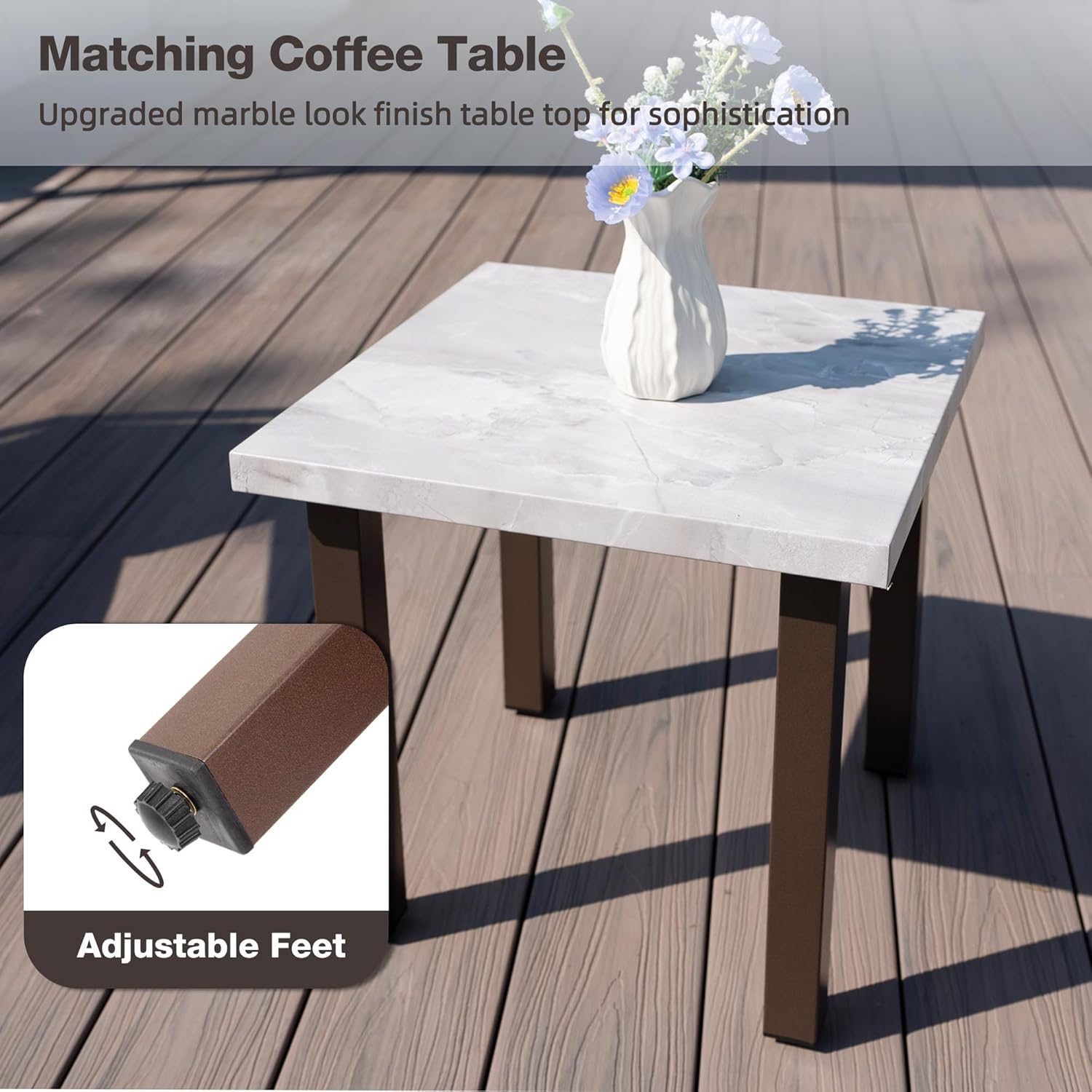 Outdoor Patio Swivel Rocking Chairs Set, Beige