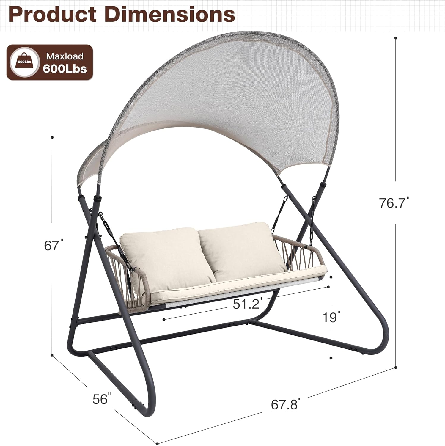 2-Seat Outdoor Porch Swing