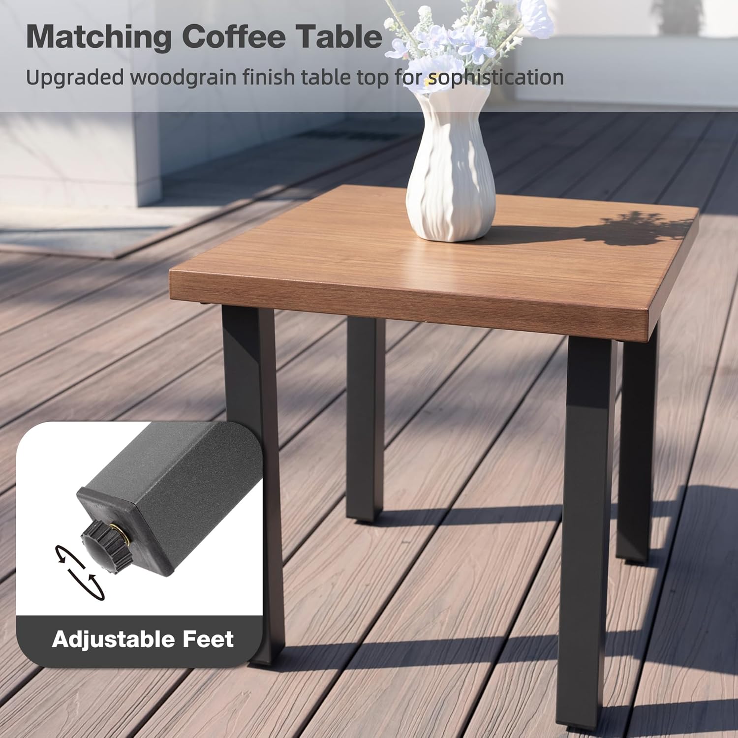 Outdoor Patio Swivel Rocking Chairs Set, Dark Gray