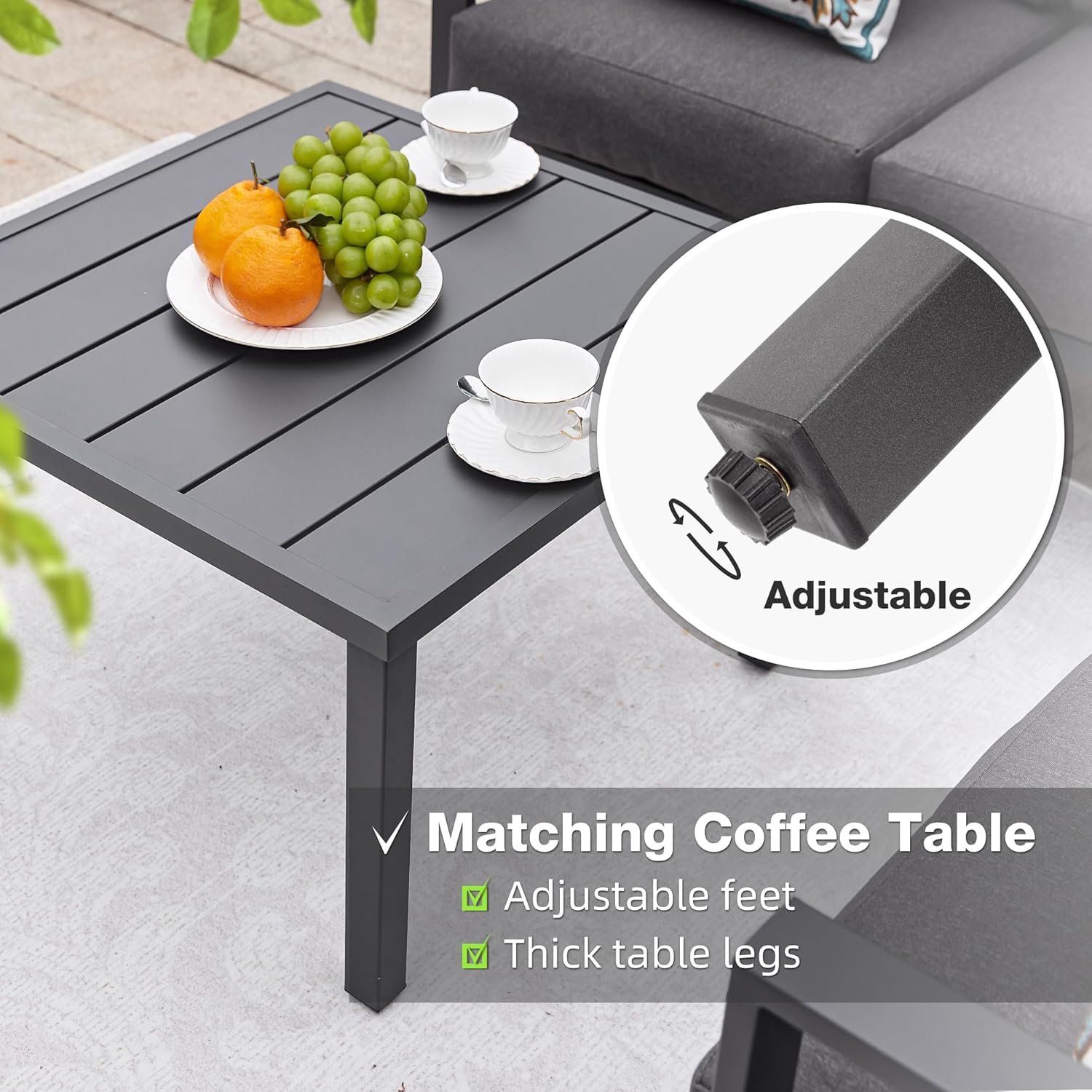 6 Pieces Outdoor Couch Sectional, Grey