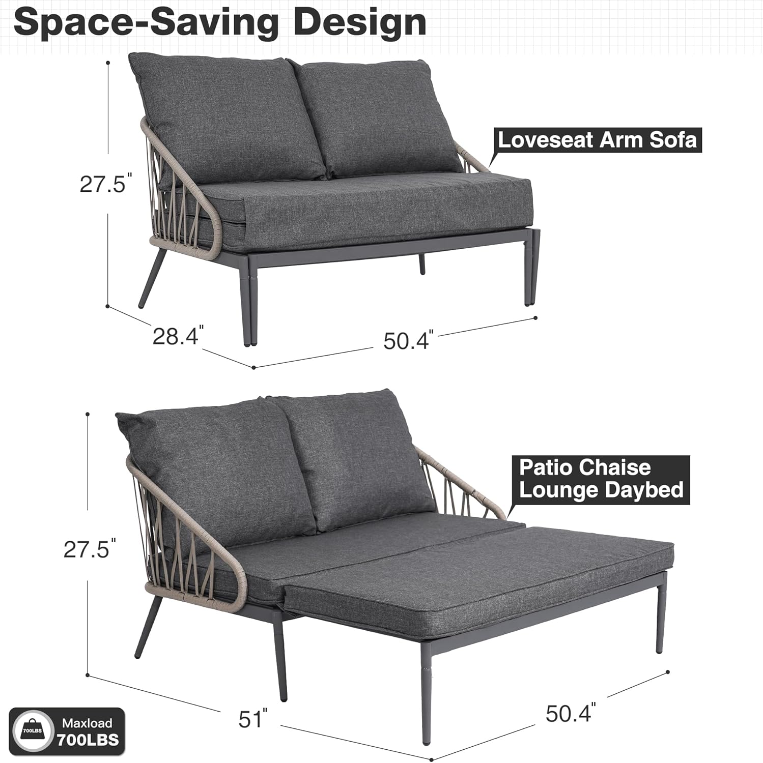 Patio Adjustable 2-Person Daybed