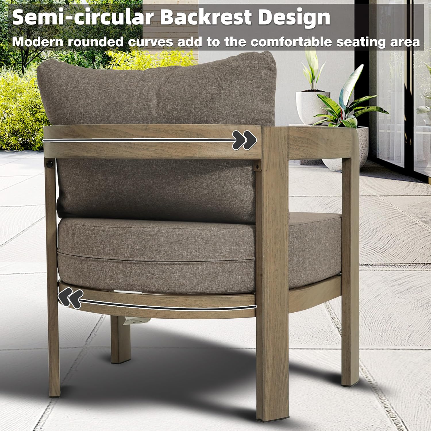 2Pcs Patio Armchairs, Brown