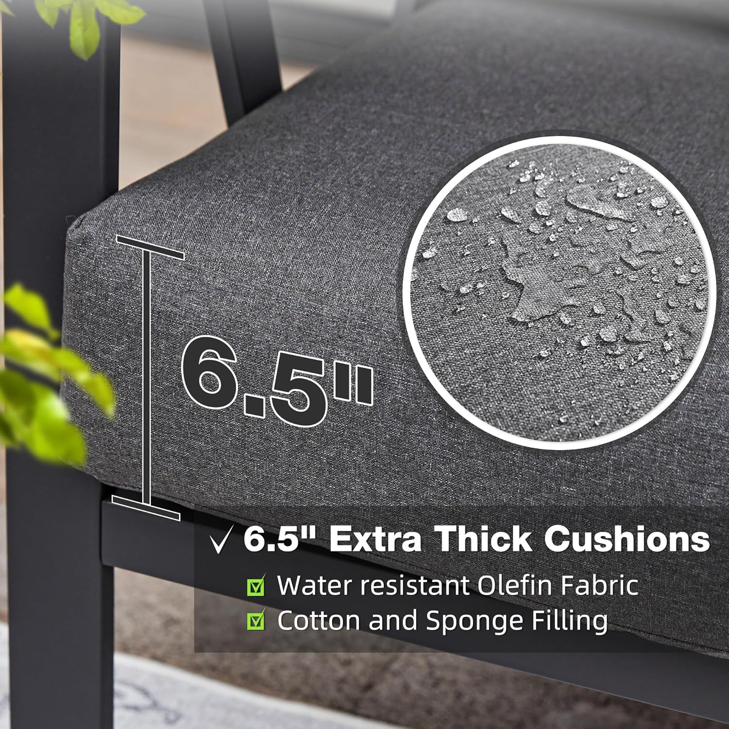 3 Piece Metal Patio Outdoor Rocking Chairs Set of 2, Gray