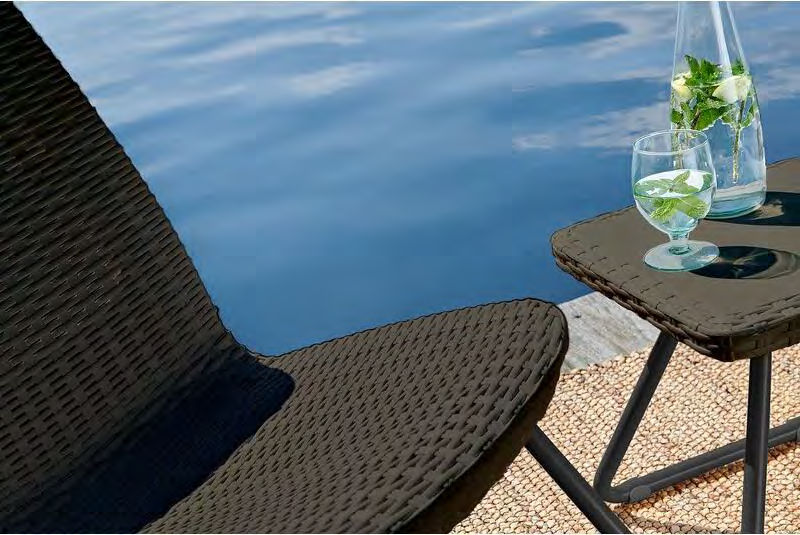 3 Piece Resin Wicker Patio Furniture Set with Side Table and Outdoor Chairs Dark Grey