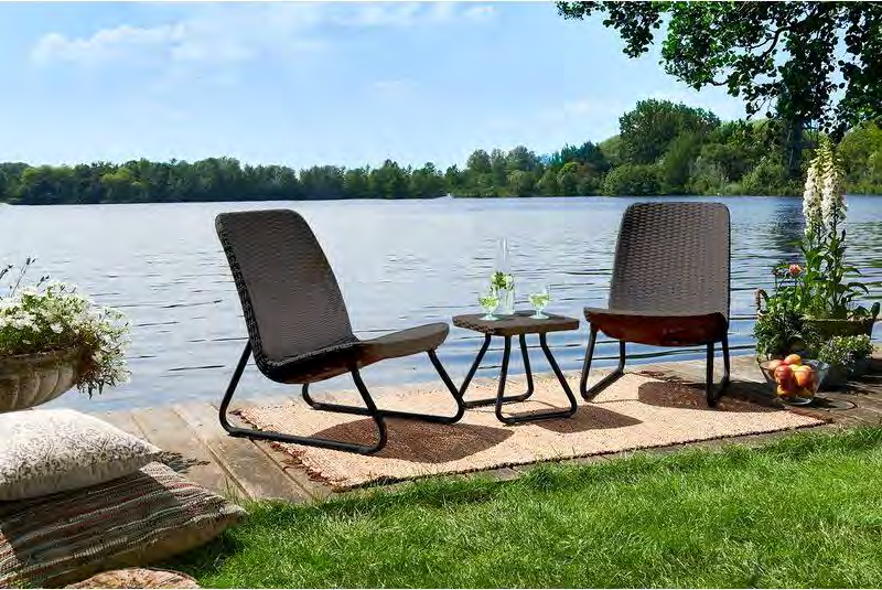 3 Piece Resin Wicker Patio Furniture Set with Side Table and Outdoor Chairs Dark Grey