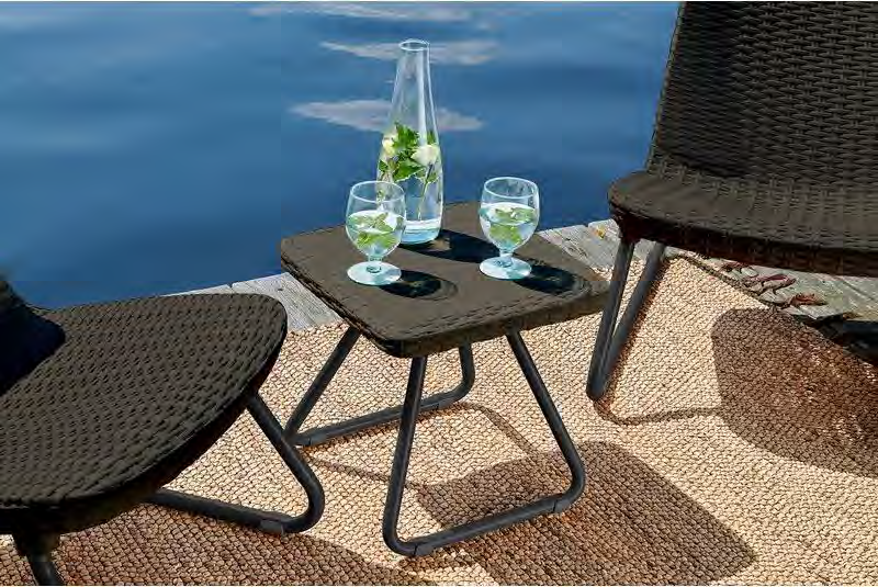 3 Piece Resin Wicker Patio Furniture Set with Side Table and Outdoor Chairs Dark Grey