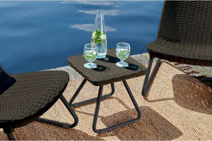 3 Piece Resin Wicker Patio Furniture Set with Side Table and Outdoor Chairs Dark Grey